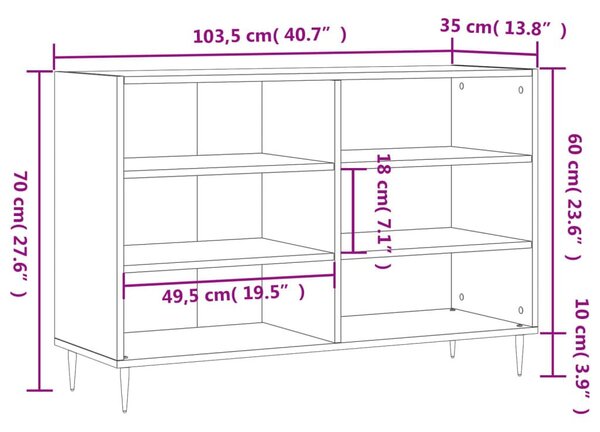 Ραφιέρα Καπνιστή Δρυς 103,5 x 35 x 70 εκ. από Επεξεργ. Ξύλο - Καφέ