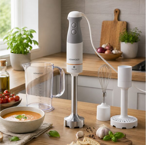 Ραβδομπλέντερ Kenwood Triblade XL HBM40.006WH με ισχύ 850W, 1 ταχύτητα και Turbo - White