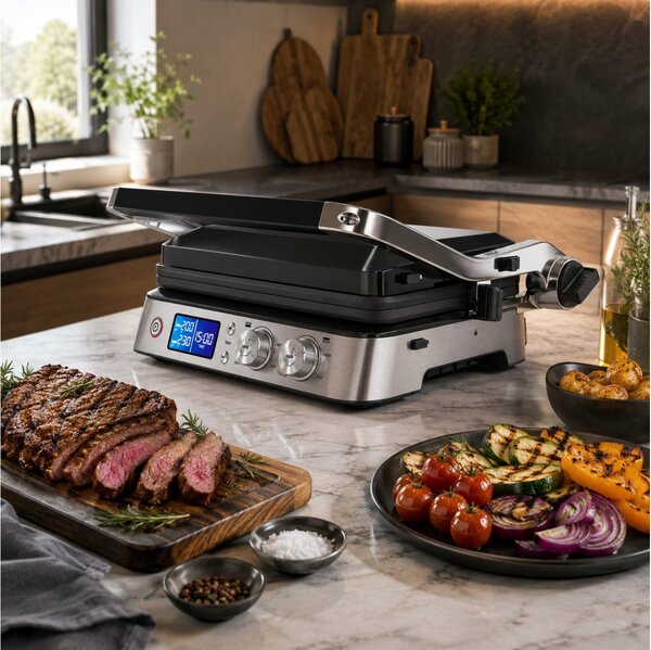 Τοστιέρα - Γκριλιέρα 2 σε 1 Braun MultiGrill 9 CG9040 με 2 πλάκες ψησίματος, ισχύ 2000W και επιφάνεια ψησίματος 37x23cm - Black / Stainless Steel