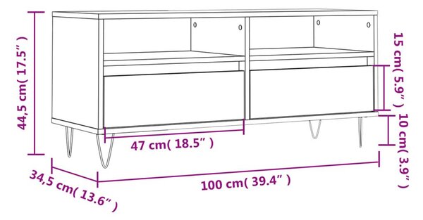 Έπιπλο Τηλεόρασης Γκρι Σκυρ. 100 x 34,5 x 44,5 εκ. Επεξ. Ξύλο - Γκρι