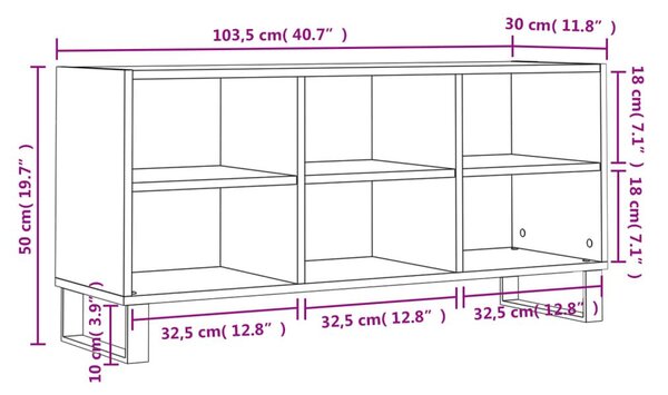 Έπιπλο Τηλεόρασης Καπνιστή Δρυς 103,5x30x50 εκ. Επεξεργ. Ξύλο - Καφέ