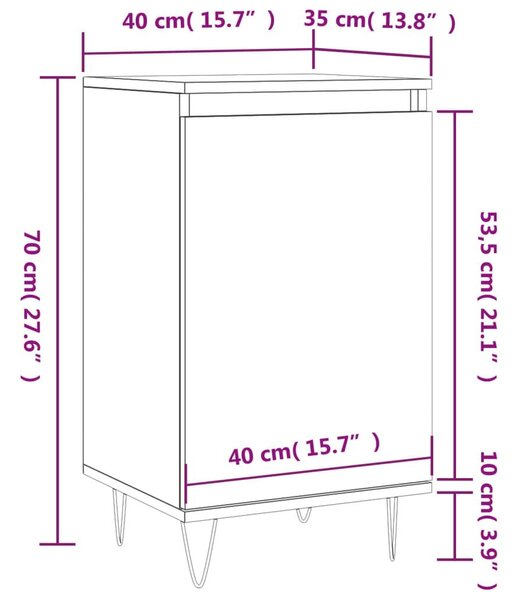 Συρταριέρα Καπνιστή Δρυς 40 x 35 x 70 εκ. από Επεξεργ. Ξύλο - Λευκό