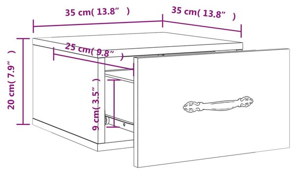 Κομοδίνα Επιτοίχια Γκρι Sonoma 35 x 35 x 20 εκ. - Γκρι