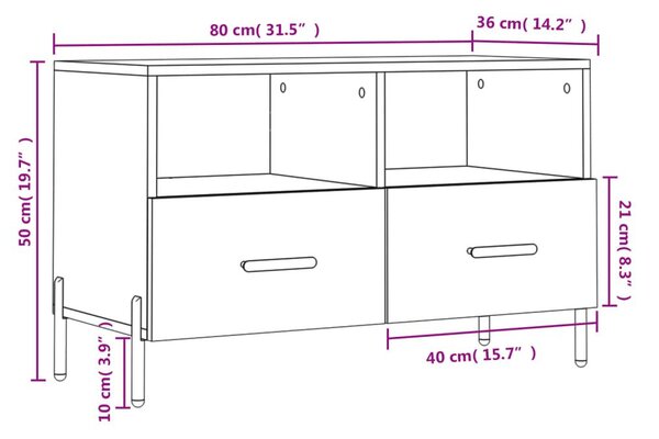 Έπιπλο Τηλεόρασης Καφέ Δρυς 80x36x50 εκ. Επεξ. Ξύλο - Καφέ