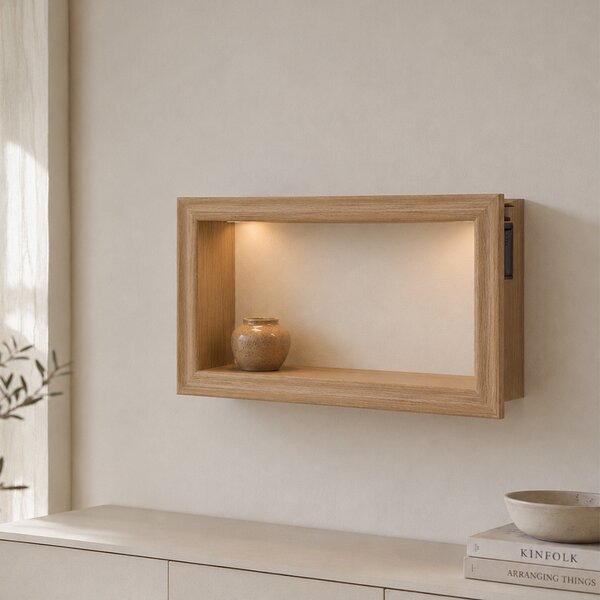Ράφι Τοίχου Με Φως (40x10x25) K-M Light Wood DD1001250