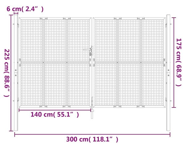 Πύλη Κήπου Ανθρακί 300 x 225 εκ. Ατσάλινη - Ανθρακί