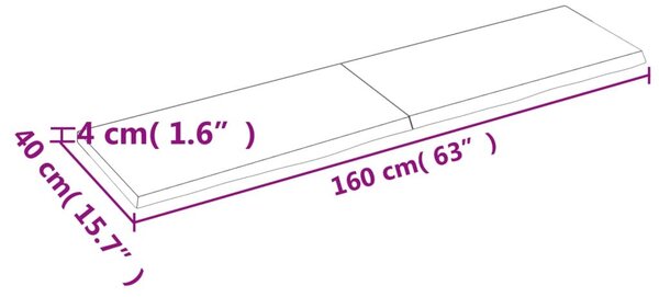 Ράφι Τοίχου Ανοιχτό Καφέ 160x40x(2-4)εκ. Επεξ. Μασίφ Ξύλο Δρυός - Καφέ