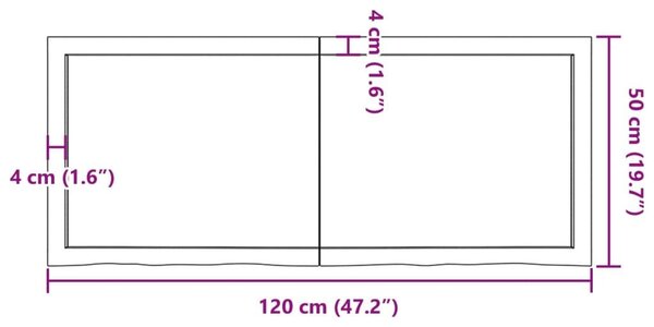 Ράφι Τοίχου Σκούρο Καφέ 120x50x(2-6) εκ. Επεξ. Μασίφ Ξύλο Δρυός - Καφέ