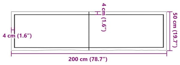 Ράφι Τοίχου Σκούρο Καφέ 200x50x(2-6) εκ. Επεξ. Μασίφ Ξύλο Δρυός - Καφέ