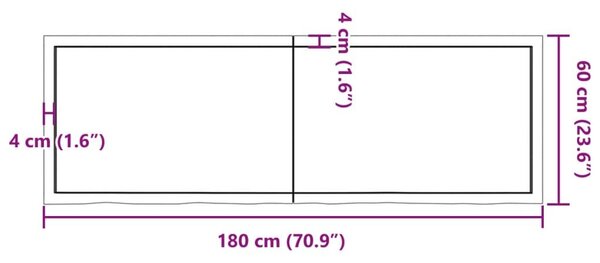 Ράφι Τοίχου Ανοιχτό Καφέ 180x60x(2-4)εκ. Επεξ. Μασίφ Ξύλο Δρυός - Καφέ