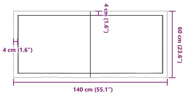 Πάγκος Μπάνιου Σκούρο Καφέ 140x60x(2-4) εκ. Επεξεργ. Μασίφ Ξύλο - Γκρι