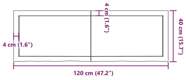 Πάγκος Μπάνιου Σκούρο Καφέ 120x40x(2-4) εκ. Επεξεργ. Μασίφ Ξύλο - Γκρι