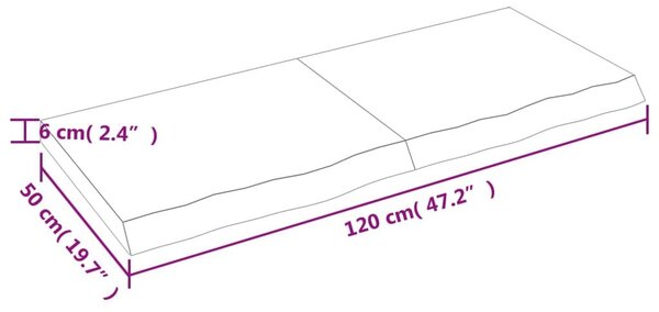 Ράφι Τοίχου Σκούρο Καφέ 120x50x(2-6) εκ. Επεξ. Μασίφ Ξύλο Δρυός - Καφέ