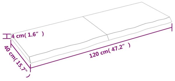 Πάγκος Μπάνιου Αν. Καφέ 120x40x(2-4) εκ. Επεξεργ. Μασίφ Ξύλο - Καφέ