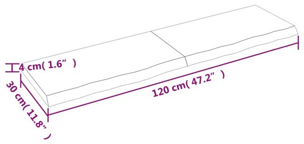 Πάγκος Μπάνιου Σκούρο Καφέ 120x30x(2-4) εκ. Επεξεργ. Μασίφ Ξύλο - Γκρι