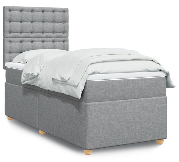 VidaXL Κρεβάτι Boxspring με Στρώμα Ανοιχτό Γκρι 80x200 εκ. Υφασμάτινο