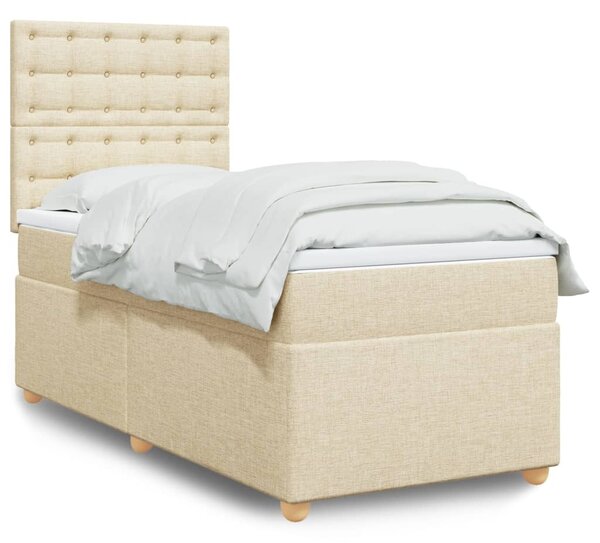 VidaXL Κρεβάτι Boxspring με Στρώμα Κρεμ 80 x 200 εκ. Υφασμάτινο