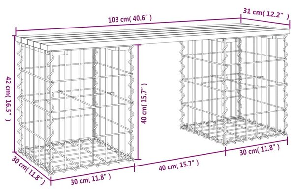 Παγκάκι Κήπου Συρματοκιβώτιο 103x31x42 εκ. Εμποτ. Ξύλο Πεύκου - Καφέ