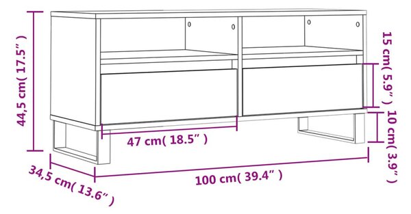 Έπιπλο Τηλεόρασης Γκρι Σκυρ. 100 x 34,5 x 44,5 εκ. Επεξ. Ξύλο - Γκρι