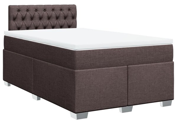 VidaXL Κρεβάτι Boxspring με Στρώμα Σκούρο Καφέ 120x200 εκ. Υφασμάτινο