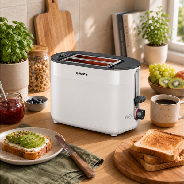 Φρυγανιέρα Bosch MyMoment Compact TAT2M121 με ισχύ 950W και χωρητικότητα 2 φέτες ψωμιού - White
