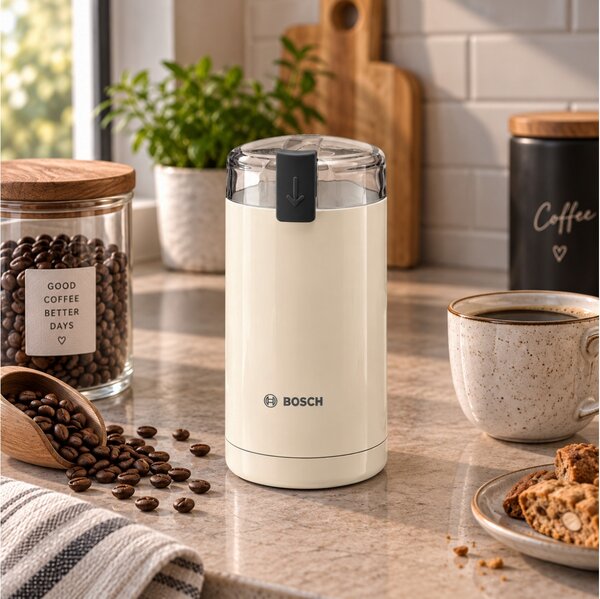 Ηλεκτρικός Μύλος Καφέ Bosch TSM6A017C με ισχύ 180W και χωρητικότητα 75gr - Cream