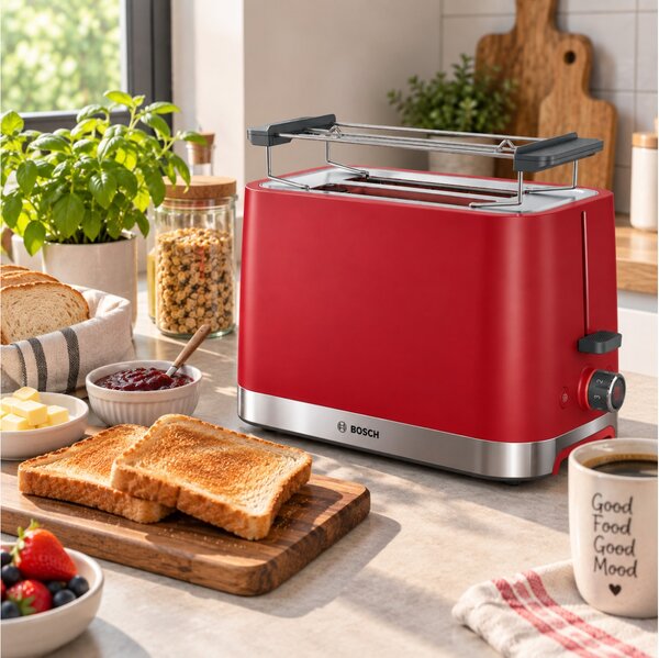 Φρυγανιέρα Bosch MyMoment TAT4M224 με ισχύ 950W και χωρητικότητα 2 φέτες ψωμιού - Red