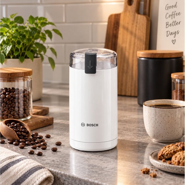 Ηλεκτρικός Μύλος Καφέ Bosch TSM6A011W με ισχύ 180W και χωρητικότητα 75gr - White