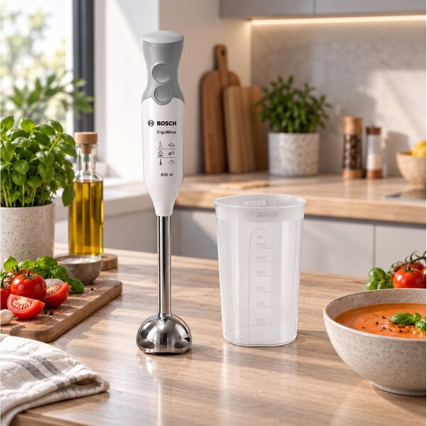 Ραβδομπλέντερ Bosch ErgoMixx MSM66110 με ισχύ 600W και 2 ταχύτητες - White