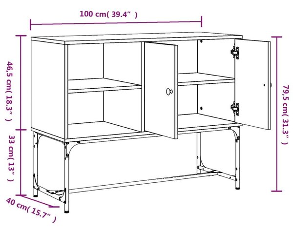 Ντουλάπι Sonoma Δρυς 100 x 40 x 79,5 εκ. Επεξεργασμένο Ξύλο - Καφέ