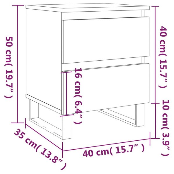 Κομοδίνο Καφέ Δρυς 40 x 35 x 50 εκ. από Επεξεργασμένο Ξύλο - Καφέ