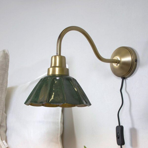 PR Home Φωτιστικό τοίχου Ester, πράσινο, προβολή 34 cm, μέταλλο, Πράσινο, Σαλόνι / τραπεζαρία, Μέταλλο, Vintage