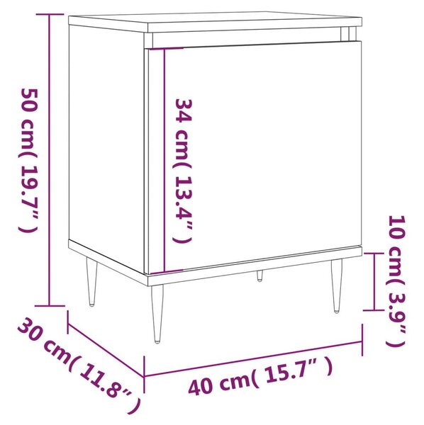 Κομοδίνο Καπνιστή Δρυς 40x30x50 εκ. από Επεξεργασμένο Ξύλο - Καφέ