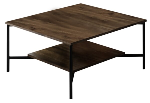 Τραπέζι Σαλονιού Με Ράφι (80x80x40) A-G Black Line 618BLY1150 Walnut