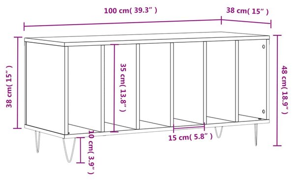 Έπιπλο Δίσκων Μαύρο 100 x 38 x 48 εκ. από Επεξεργασμένο Ξύλο - Μαύρο