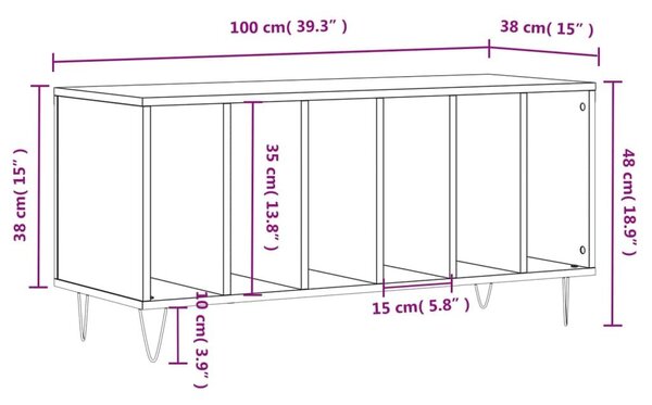 Έπιπλο Δίσκων Καπνιστή Δρυς 100x38x48 εκ από Επεξεργασμένο Ξύλο - Καφέ