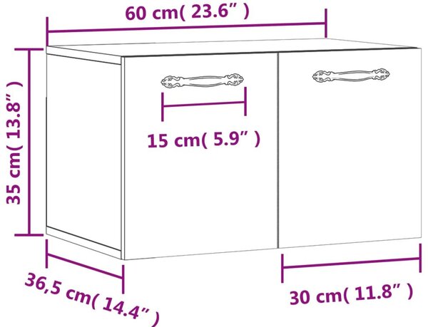 Ντουλάπι Τοίχου Καφέ Δρυς 60x36,5x35 εκ. Επεξεργασμένο Ξύλο - Καφέ