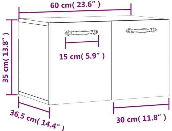 Ντουλάπι Τοίχου Γκρι Σκυρ. 60x36,5x35 εκ. Επεξεργασμένο Ξύλο - Γκρι