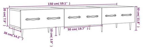 Έπιπλο Τηλεόρασης Γκρι Sonoma 150 x 36 x 30 εκ. Επεξεργ. Ξύλο - Γκρι