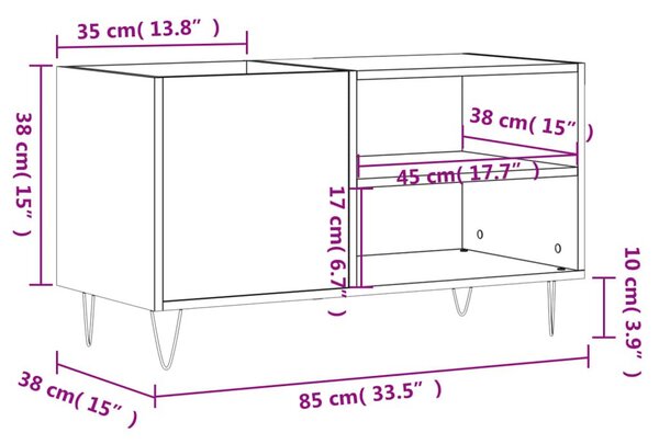 Δισκοθήκη Γκρι Σκυροδέματος 85 x 38 x 48 εκ. από Επεξεργ. Ξύλο - Γκρι