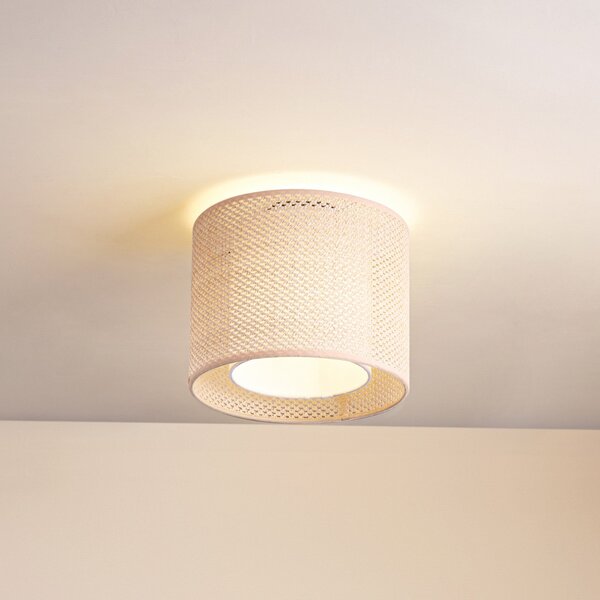 Lindby Φωτιστικό οροφής Soula, Ø 26 cm, μπεζ, πλαστικό, E27, ρυθμιζόμενος, Μπεζ, Σαλόνι / τραπεζαρία, Πλαστικό, Εξοχική κατοικία / Ρουστίκ