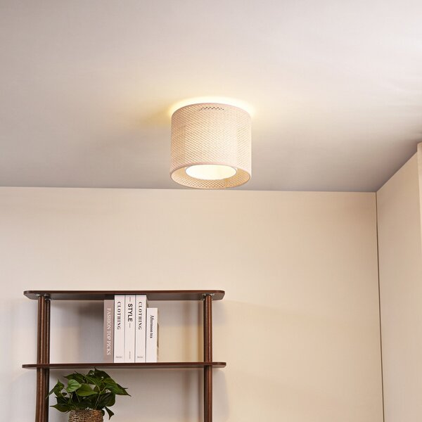 Lindby Φωτιστικό οροφής Soula, Ø 26 cm, μπεζ, πλαστικό, E27, ρυθμιζόμενος, Μπεζ, Σαλόνι / τραπεζαρία, Πλαστικό, Εξοχική κατοικία / Ρουστίκ