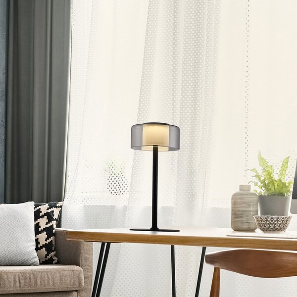 Paul Neuhaus επιτραπέζιο φωτιστικό LED Rika, γυαλί, ύψος 33 cm, με δυνατότητα, ρυθμιζόμενος, Μαύρο, Σαλόνι / τραπεζαρία, Γυαλί, σύγχρονο