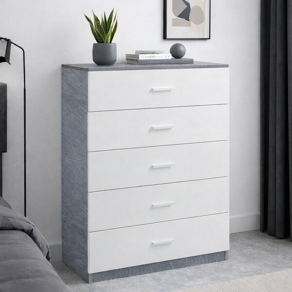 Συρταριέρα 5 Θέσεων (70x35x108) Spitishop Dama White/Cement