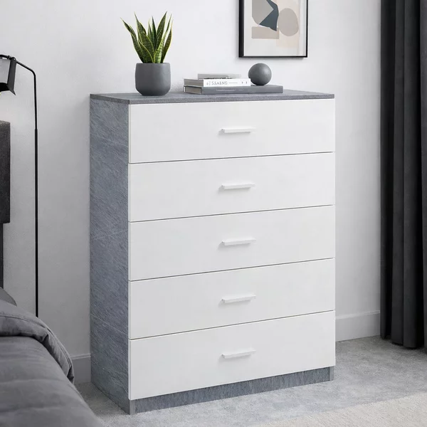 Συρταριέρα 5 Θέσεων (70x35x108) Spitishop Dama White/Cement
