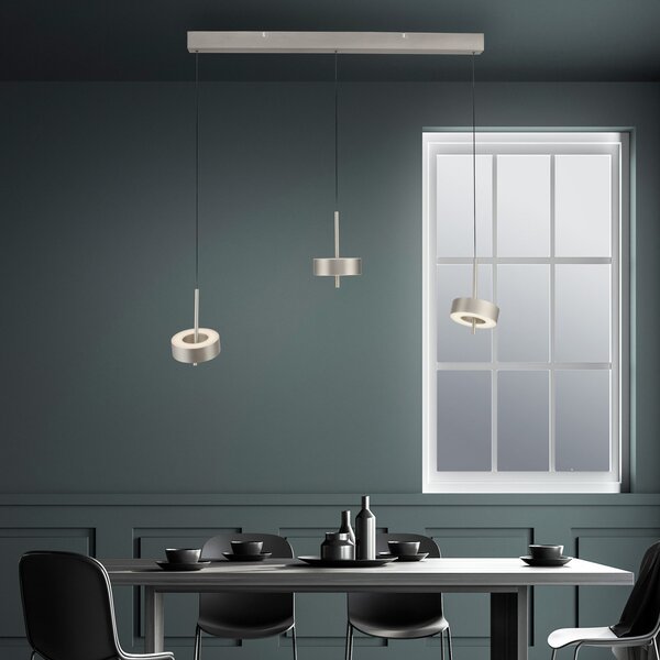 Q-Smart-Home Paul Neuhaus Smart LED κρεμαστό φωτιστικό Q-Rotate, αλουμίνιο 3-φωτός., ρυθμιζόμενος, Μεταλλικό, Σαλόνι / τραπεζαρία, Μέταλλο, σύγχρονο