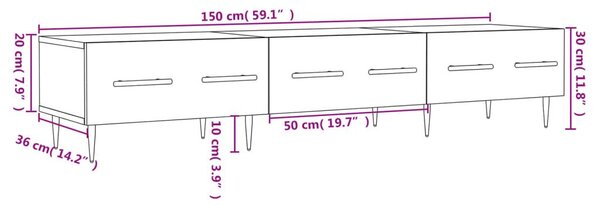 Έπιπλο Τηλεόρασης Γκρι Sonoma 150 x 36 x 30 εκ. Επεξεργ. Ξύλο - Γκρι