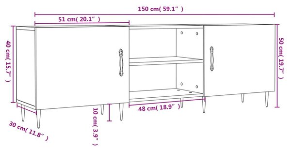 Έπιπλο Τηλεόρασης Sonoma Δρυς 150x30x50 εκ. Επεξεργασμένο Ξύλο - Καφέ