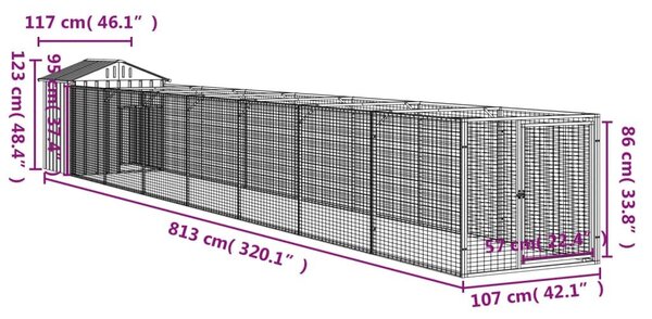 Σπιτάκι Σκύλου με Οροφή Ανθρακί 117x813x123 εκ. Γαλβαν. Χάλυβας - Ανθρακί