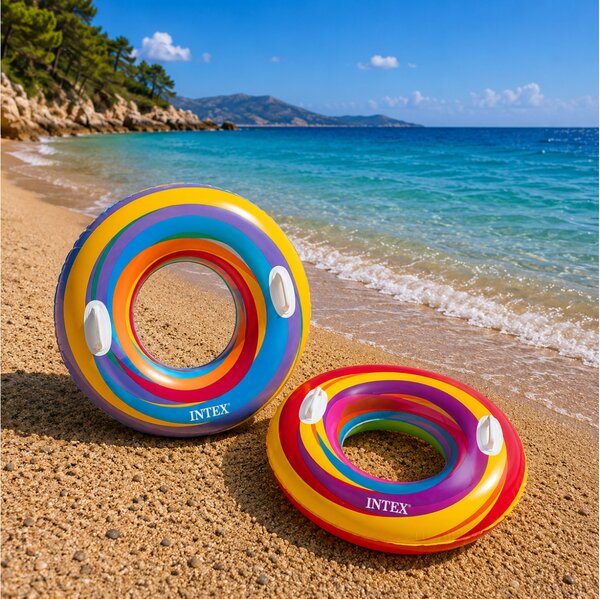 Φουσκωτή σαμπρέλα θαλάσσης Intex Swirly Whirly με χειρολαβές, 91x91cm, σε 2 επιλογές χρωμάτων
